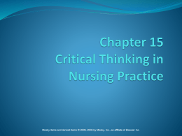 Chapter 15 Critical Thinking in Nursing Practice