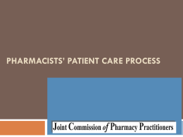 Pharmacists` Patient Care Process