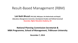 Result-Based Management (RBM) - NASC Document Management