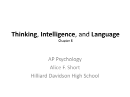 Thinking, Intelligence, and Language Chapter 8