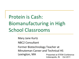 Teaching Biomanufacturing in High School Classrooms