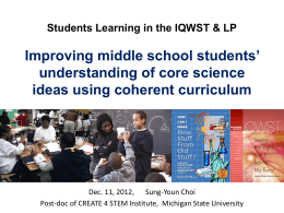 Student Learning in the IQWST - CREATE for STEM Institute at MSU