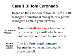 Case 1.3: Tom Coronado