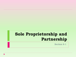 Sole Proprietorship and Partnership