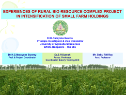 Experience of Rural Bio-resource Complex project in Intensfication