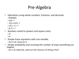 Pre and Elementary Algebra ACT Powerpoint