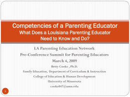 Competencies of a Parenting Educator