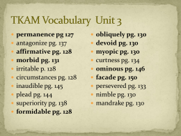 To Kill a Mockingbird Vocabulary Unit 3