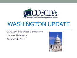 COSCDA Washington Update