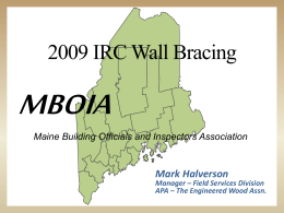 IRC Wall Bracing - Maine Building Officials and Inspectors