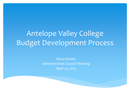 Budget Process, April 23, 2013 Admin Council Meeting