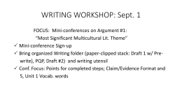 WRITING WORKSHOP: Sept. 1