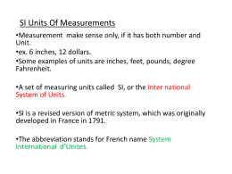 SI Units Of Measurements