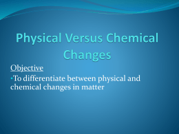 Physical Versus Chemical Changes