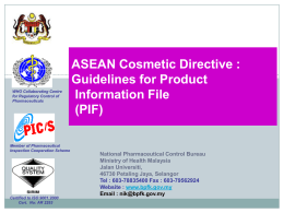 ASEAN Cosmetic Directive Guidelines for PIF