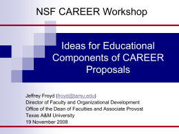 NSF CAREER - education component workshop