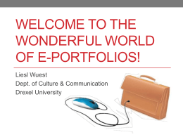 Welcome to the wonderful world of e-portfolios!