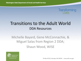 DSHS/DDA Adult and Adolescent Transition Resources