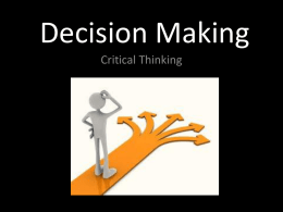 Decision Making/Critical Thinking PowerPoint