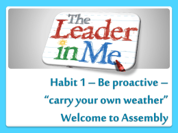 Habit 1 – Be Proactive