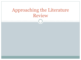 Resource H – i Approaching the literature review