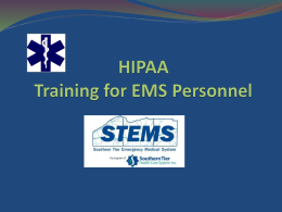 HIPPA Training for EMS Personnel