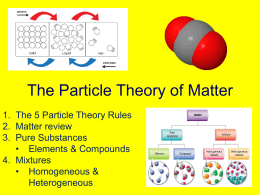 Lesson 4 - Particle theory and Classification of Matter