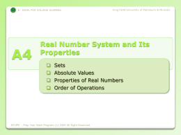 A.4 Real Number System and It`s Properties