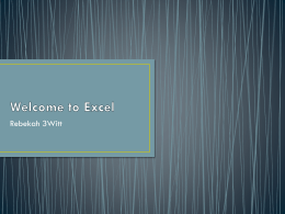 Welcome to Excel