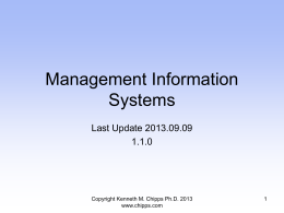 Management Information Systems - Kenneth M. Chipps Ph.D. Home