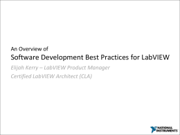 An Overview of Software Engineering for LabVIEW Applications