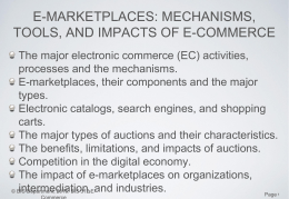 E-MARKETPLACES: MECHANISMS, TOOLS, AND IMPACTS OF E