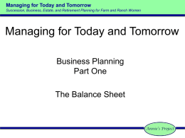 Managing for Today and Tomorrow Succession, Business, Estate