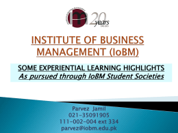 INSTITUTE OF BUSINESS MANAGEMENT (IoBM)