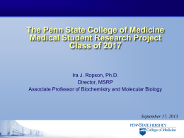 The Penn State College of Medicine Medical Student Research