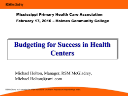 Budgeting for Success Powerpoint - Mississippi Primary Health Care