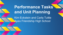 Performance Tasks and Unit Planning