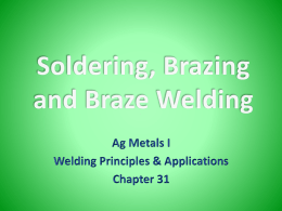 Soldering, Brazing and Braze Welding