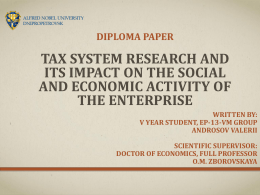 Tax System Research and its Impact on the Social and economic