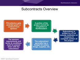 Subcontracts Overview