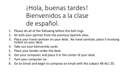 ¡Hola, buenas tardes! Bienvenidos a la clase de español.