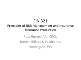 FIN 321 Principles of Risk Management and Insurance Insurance