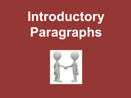 Introductory Paragraphs 101