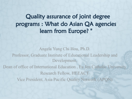 Quality assurance of joint degree programs