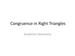 Congruence in Right Triangles