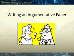 Writing an Argumentative Paper