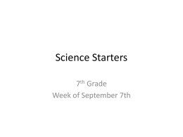 Science Starters 7th Sep 7