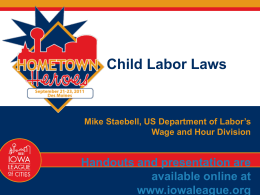 The Child Labor Requirements of the Fair Labor Standards Act