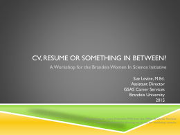 Resume Writing Workshop for Scientists