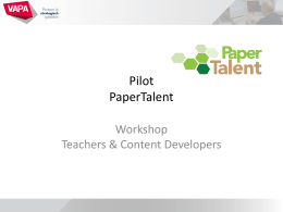 Pilot PaperTalent Training